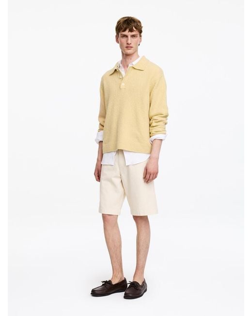 ARKET Natural Knitted Cotton Blend Polo Shirt for men