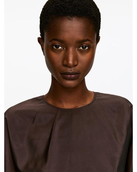 ARKET Brown Silk-Blend Blouse