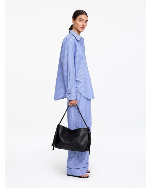 ARKET Blue Contrast-Piping Cotton Shirt