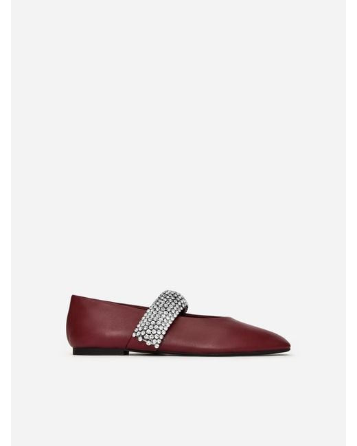 ARKET Black Rhinestone Leather Flats