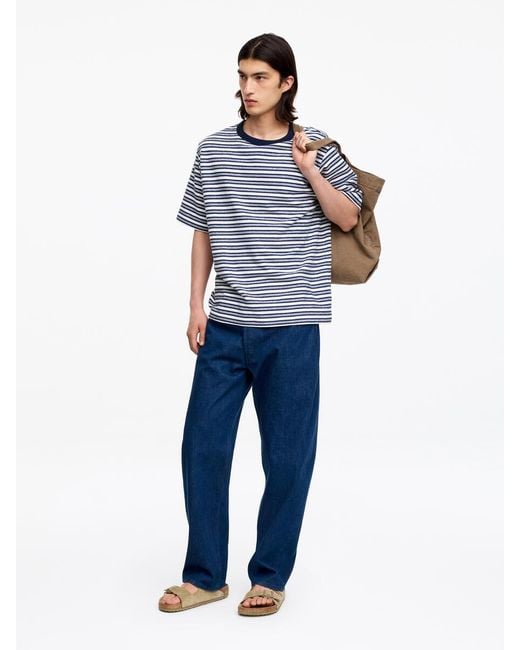 ARKET Blue Relaxed Bouclé T-Shirt for men