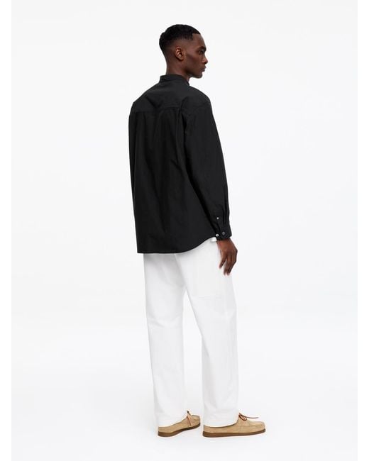 ARKET Black Band-Collar Poplin Shirt for men