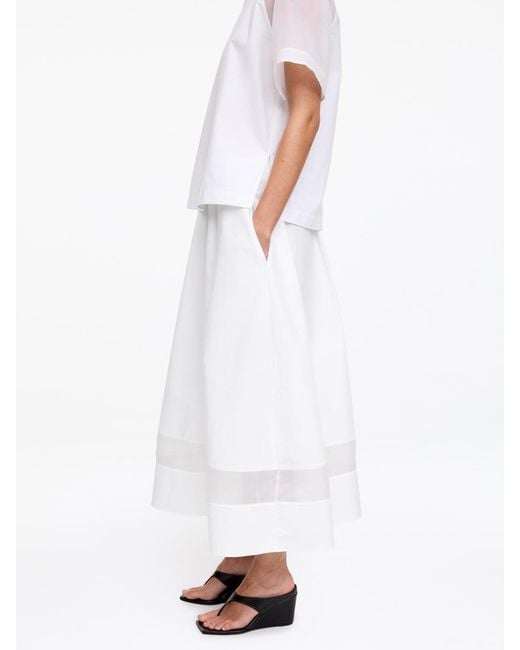 ARKET White Organza Panel Midi Skirt