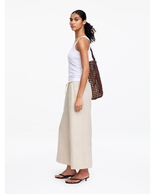 ARKET Natural Cropped Linen Trousers