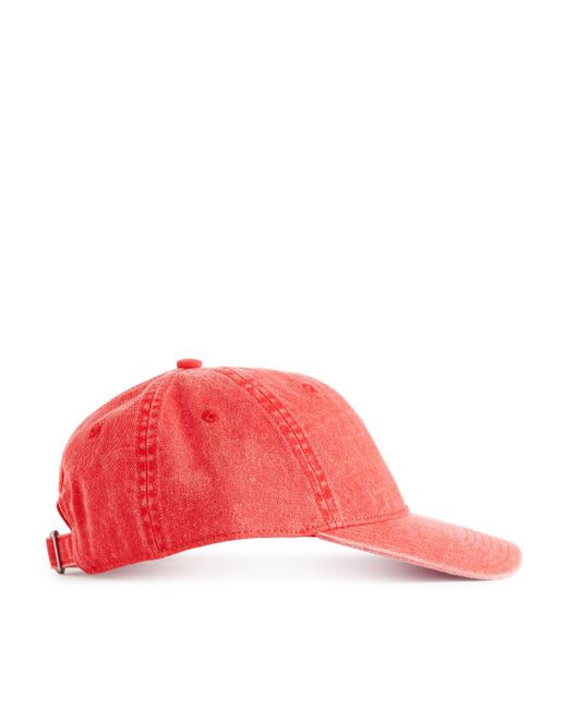 ARKET Red Washed Cotton Cap for men
