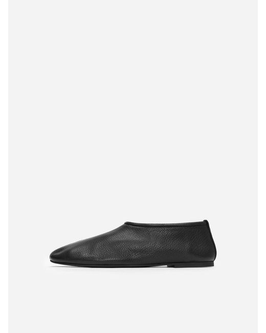ARKET Black Leather Ballet Flats