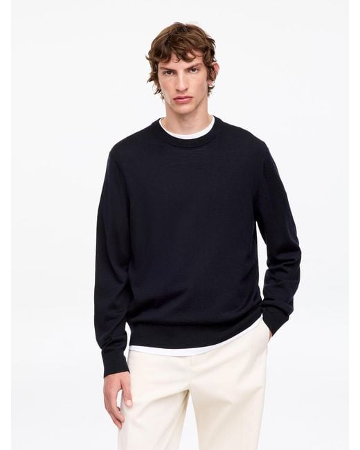 ARKET Black Fine Knit Merino Jumper for men