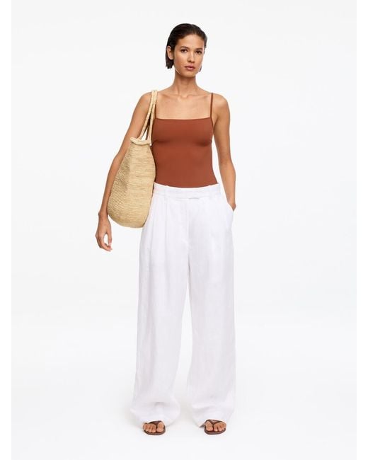 ARKET Brown Square-Neck Swimsuit