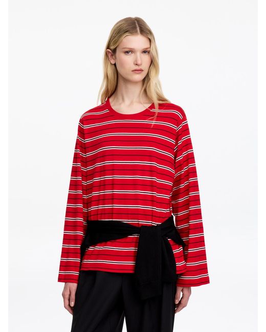 ARKET Red Striped Long-Sleeved T-Shirt