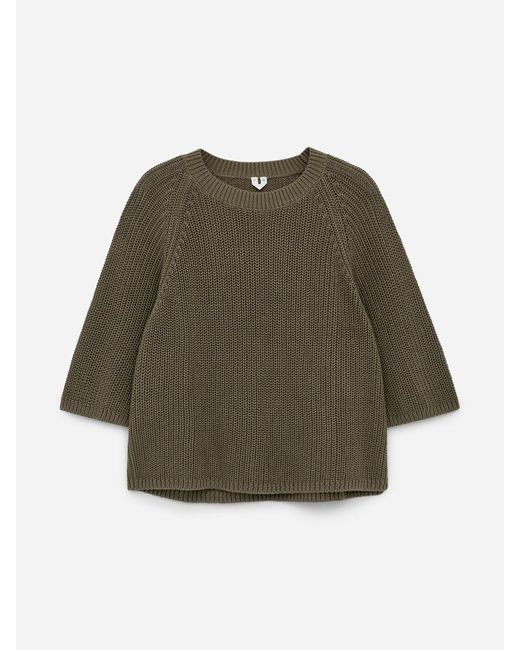 ARKET Green Rib-Knit Short-Sleeve Top