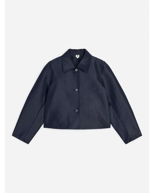 ARKET Blue Lustrous Cotton-Blend Overshirt