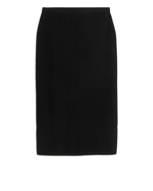 ARKET Black Knitted Midi Skirt