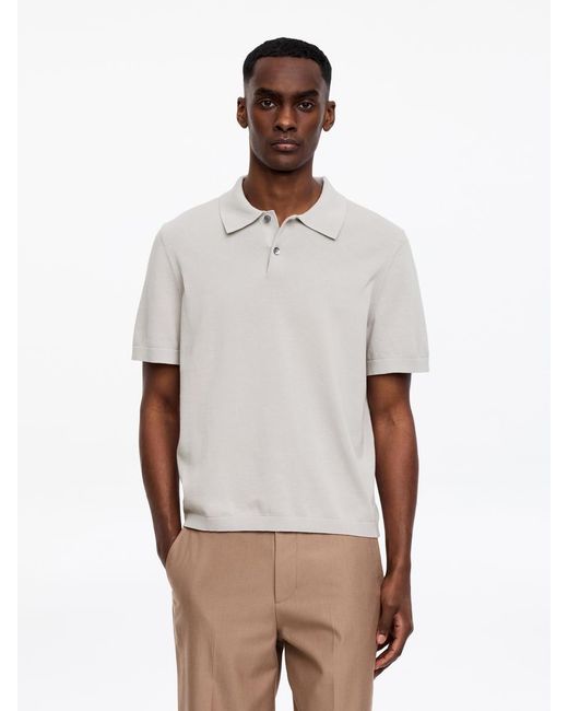 ARKET White Fine-Knit Polo Shirt for men