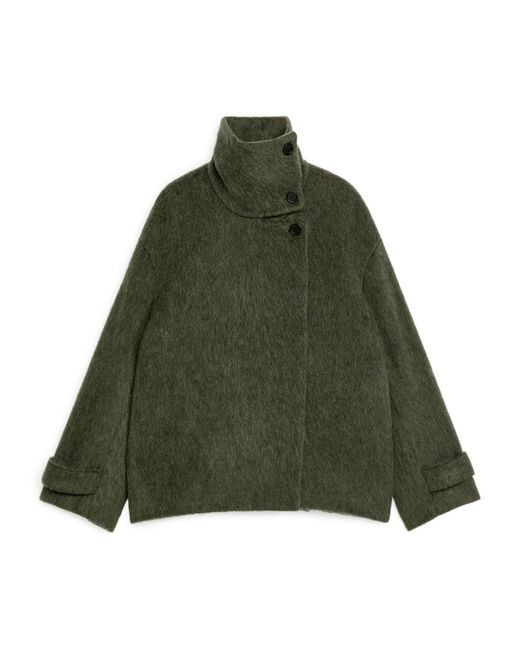 ARKET Green Fuzzy Wool-blend Jacket