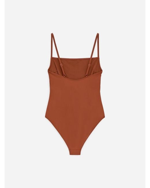 ARKET Brown Square-Neck Swimsuit