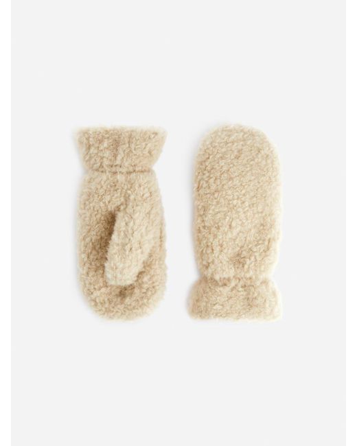 ARKET Natural Wattierte Teddy-Fäustlinge