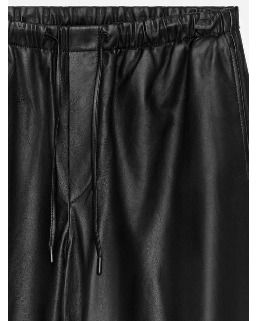 ARKET Black Barrel-Leg Leather Trousers