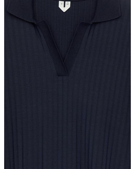 ARKET Blue Rib-Knit Polo Dress