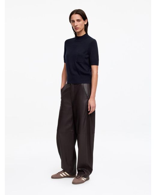 ARKET Blue Short-Sleeve Merino Jumper