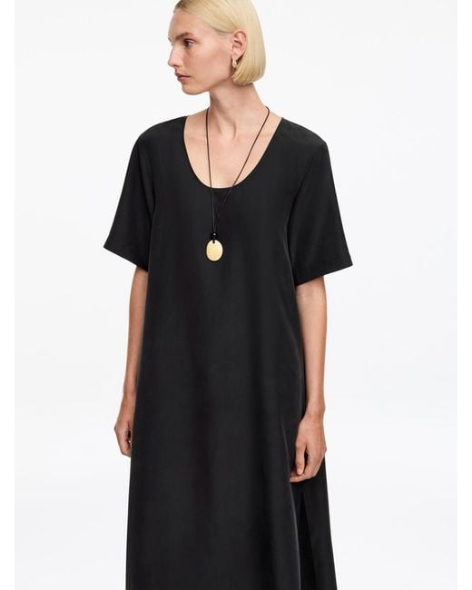 ARKET Black Washed Silk Dress