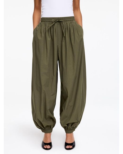 ARKET Green Balloon Cotton Trousers