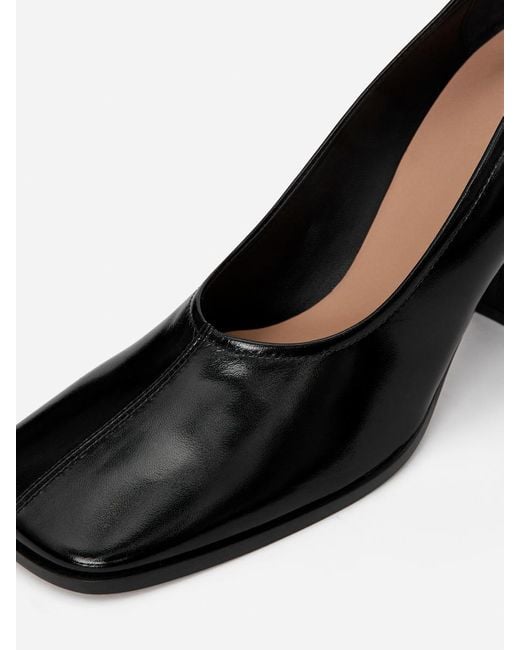 ARKET White Block Heel Leather Pumps