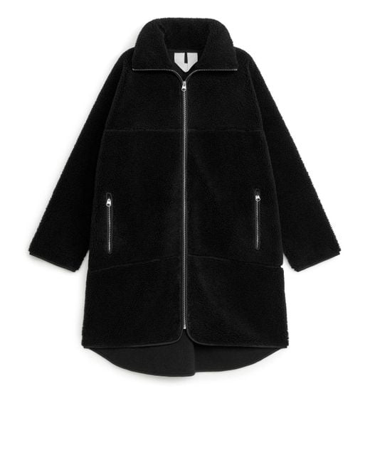 ARKET Black High-neck Pile Jacket