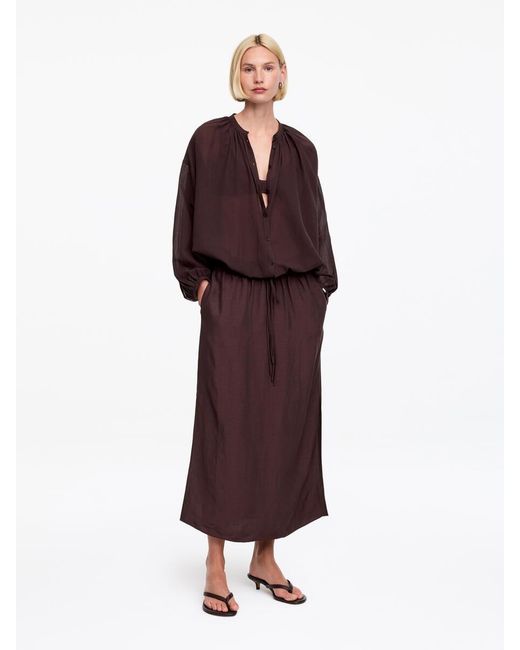 ARKET Red Linen Blend Pull-On Skirt