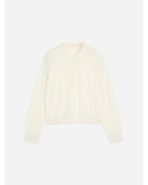 ARKET White Merino Polo Shirt