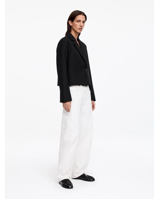 ARKET Black Cropped Wool Blazer
