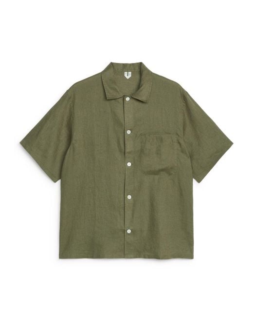 ARKET Green Linen Resort Shirt for men