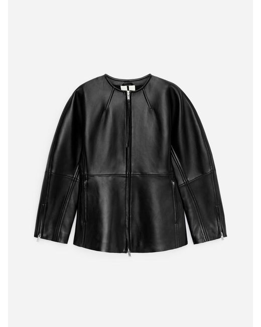ARKET Black Sculptural Leather Jacket