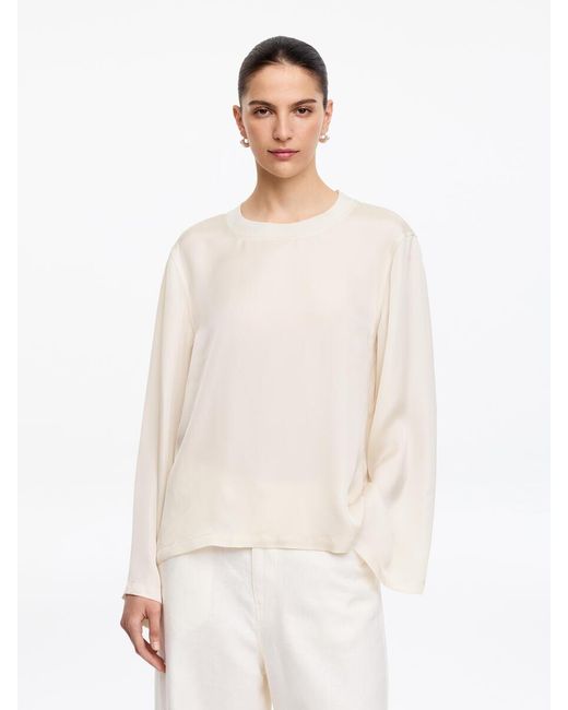 ARKET White Long-Sleeve Satin Top