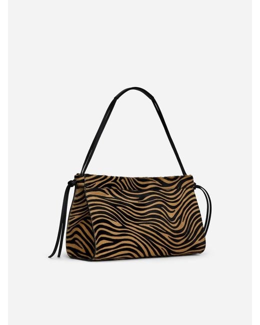ARKET Natural Zebra-Print Leather Shoulder Bag