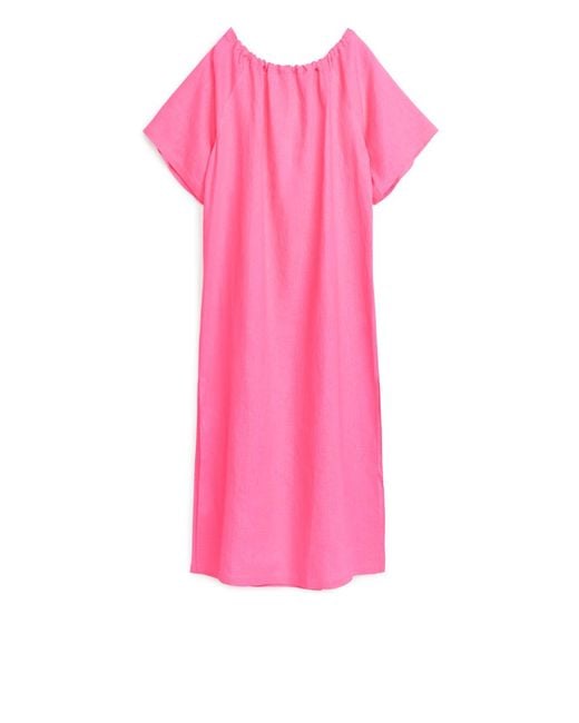 ARKET Linen Dress in Pink Lyst UK