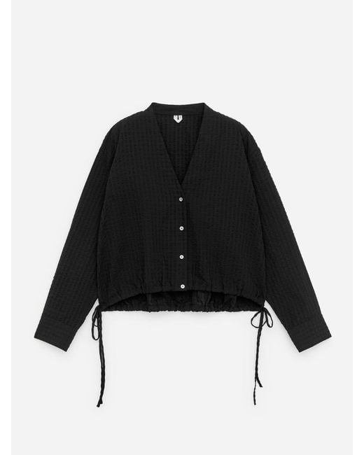 ARKET Black Seersucker Top