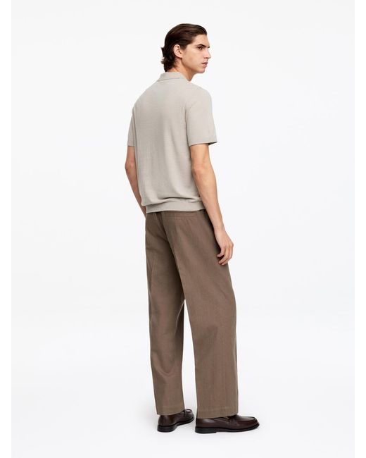 ARKET Gray Cotton Linen Polo Shirt for men