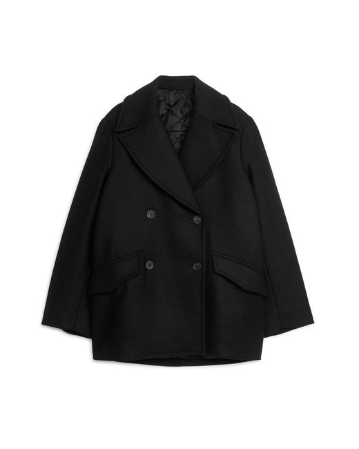 ARKET Black Wool Pea Coat