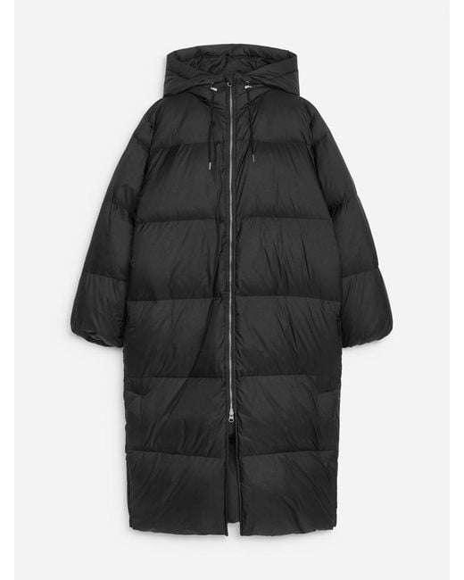 ARKET Black Upcycled Down Long Coat