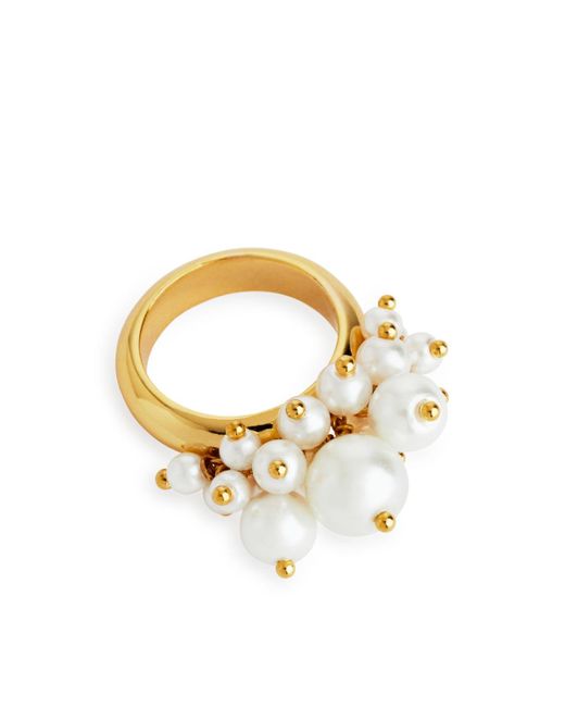 ARKET Metallic Gold-plated Pearl Ring