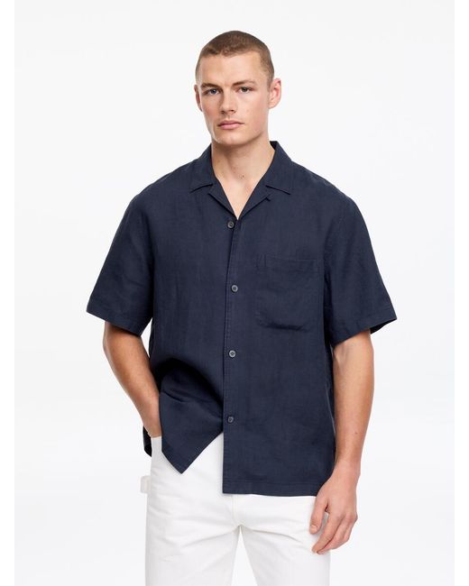 ARKET Blue Relaxed Linen Resort Shirt for men