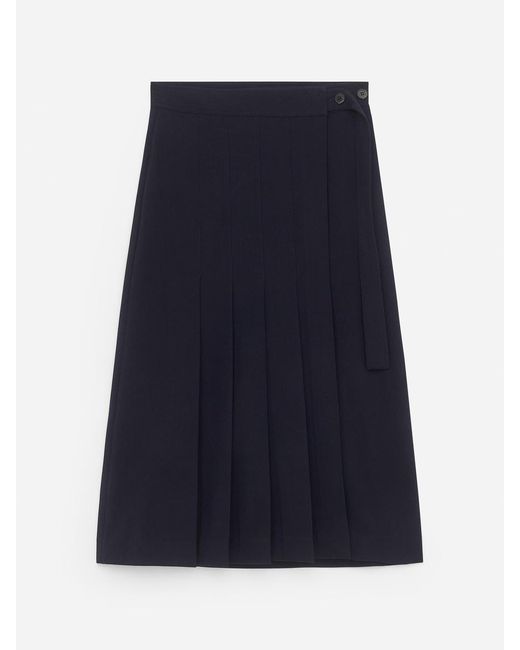 ARKET Blue Pleated Wool-Blend Skirt