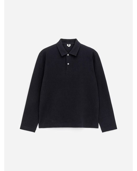 ARKET Blue Waffle Polo Shirt for men