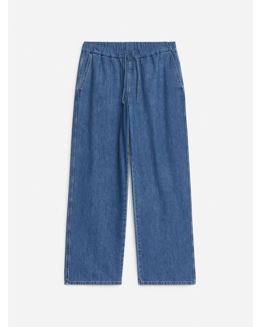 ARKET Blue Drawstring Denim Trousers