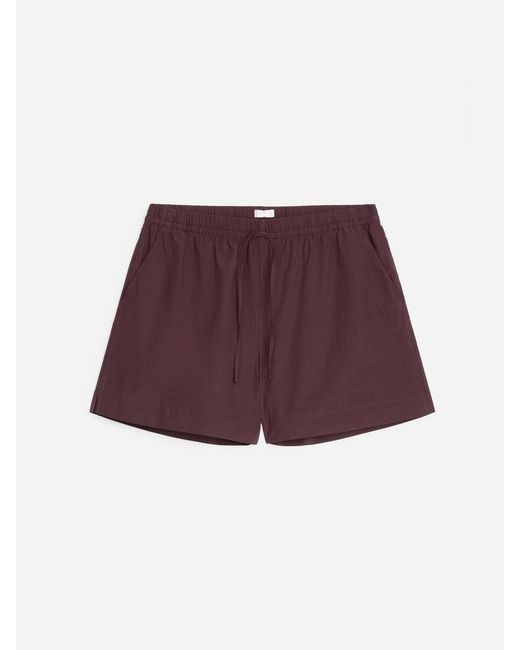 ARKET Red Drawstring Poplin Shorts
