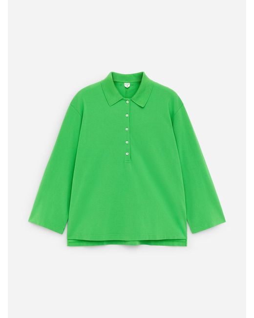ARKET Green Pique Polo Shirt