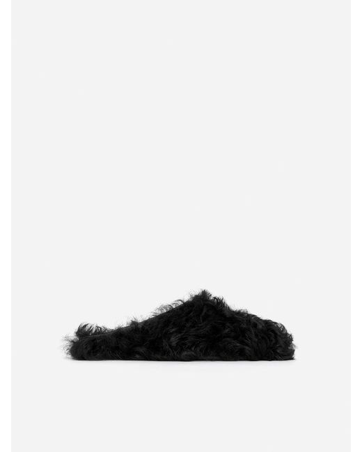 ARKET Green Shearling Mules