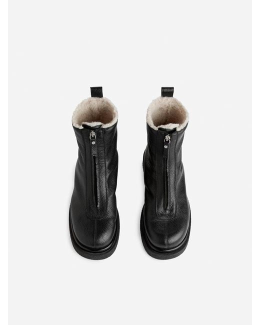 ARKET Black Faux Fur Leather Boots
