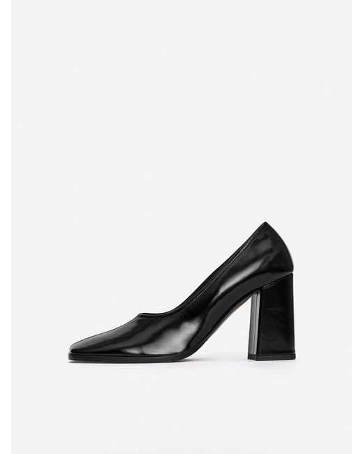 ARKET White Block Heel Leather Pumps