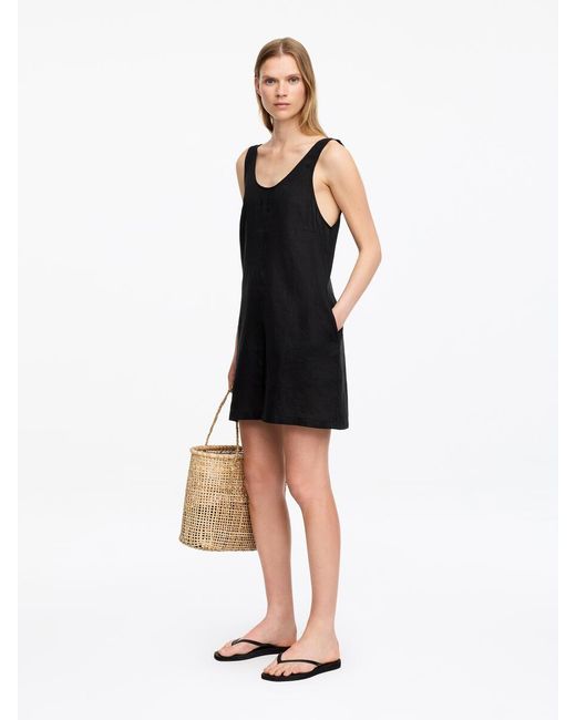 ARKET Black Short Linen Jumpsuit